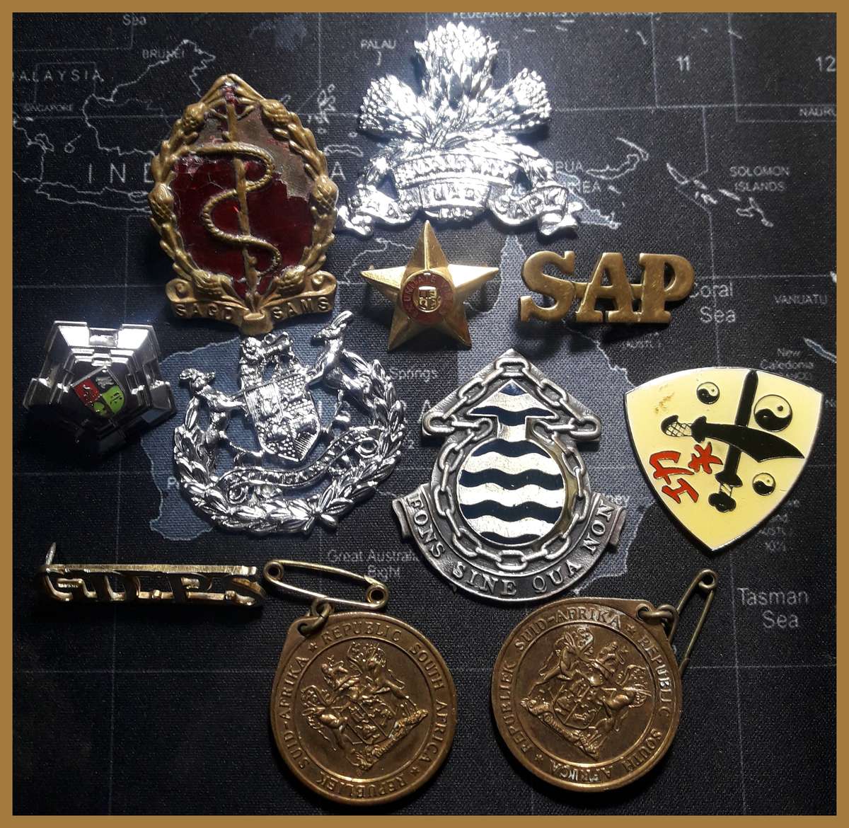 Collection of  Badges, Medals & Pins : ( 1 of 3) : One Bid Take All : As Per Photo.