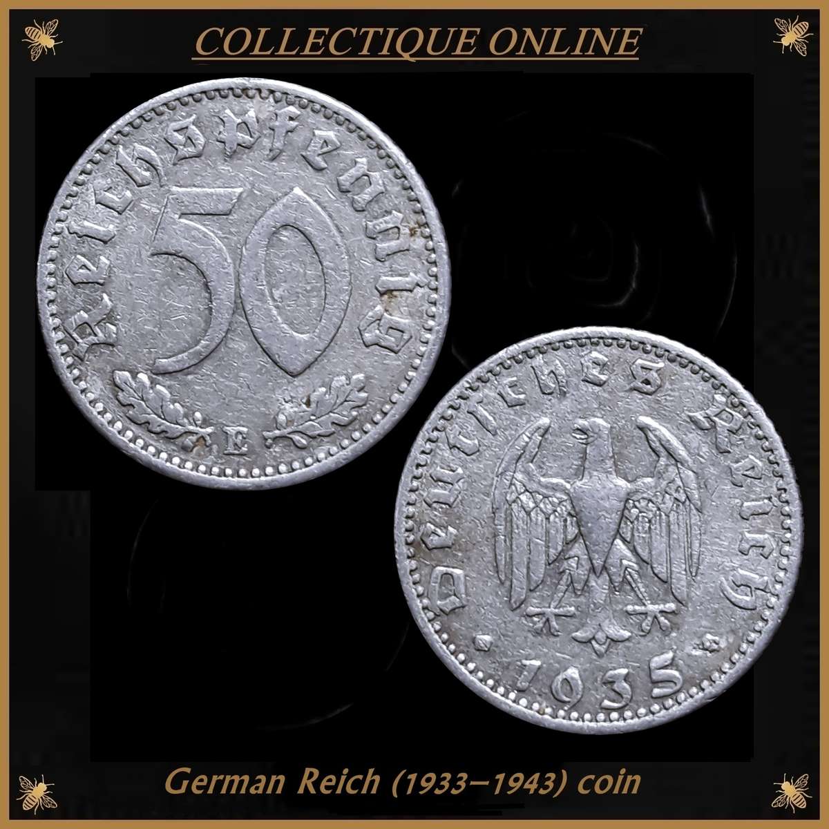 Third Reich : German Reich (1933-1943) : 50 Reichspfennig 1935 (E) : 1 of 3 : Coin in Good Condition