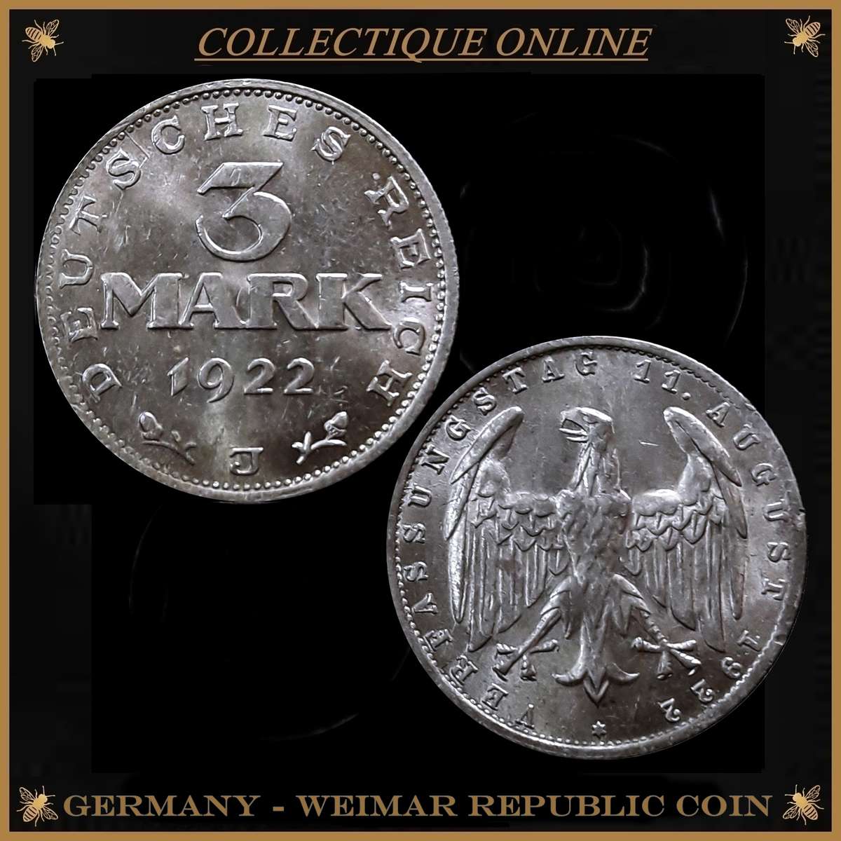 GERMAN : Weimar Republic 1919-1933 / Coin 1922-1923 : 3 MARK 1922 (J).