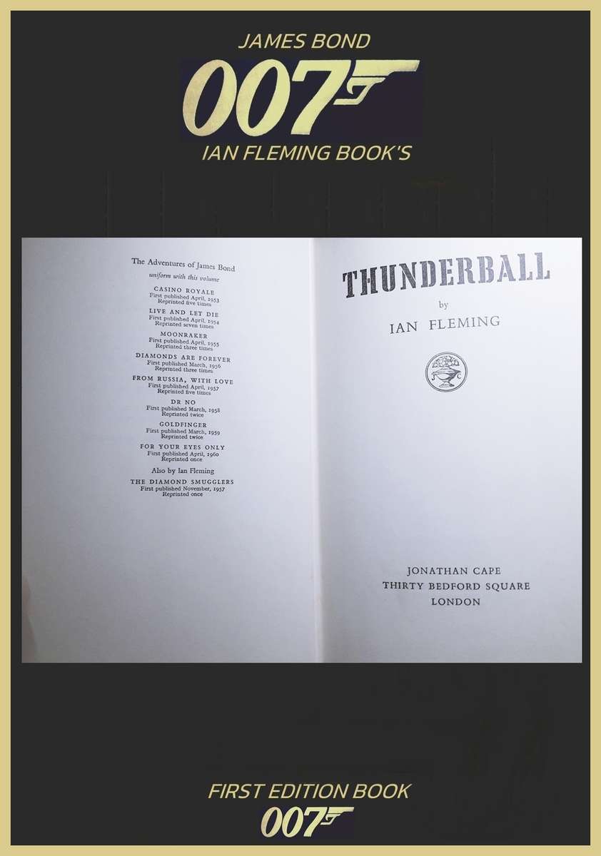 FIRST EDITION 1961 : IAN FLEMING JAMES BOND : THUNDERBALL.