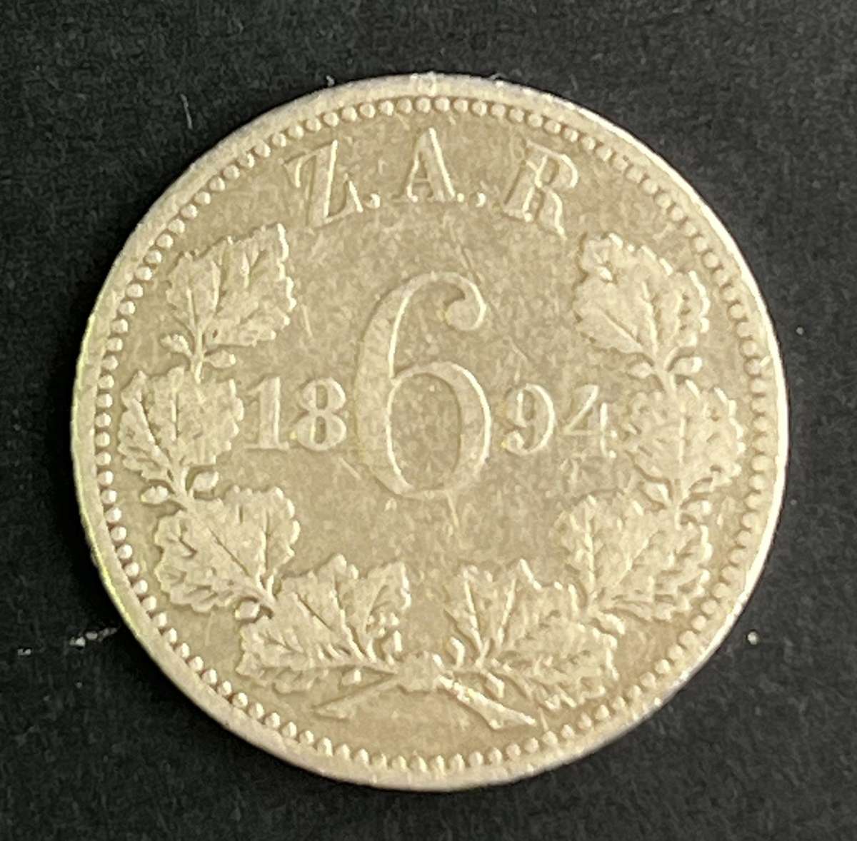 ZAR 1894 Silver Six Pence mintage 168 000