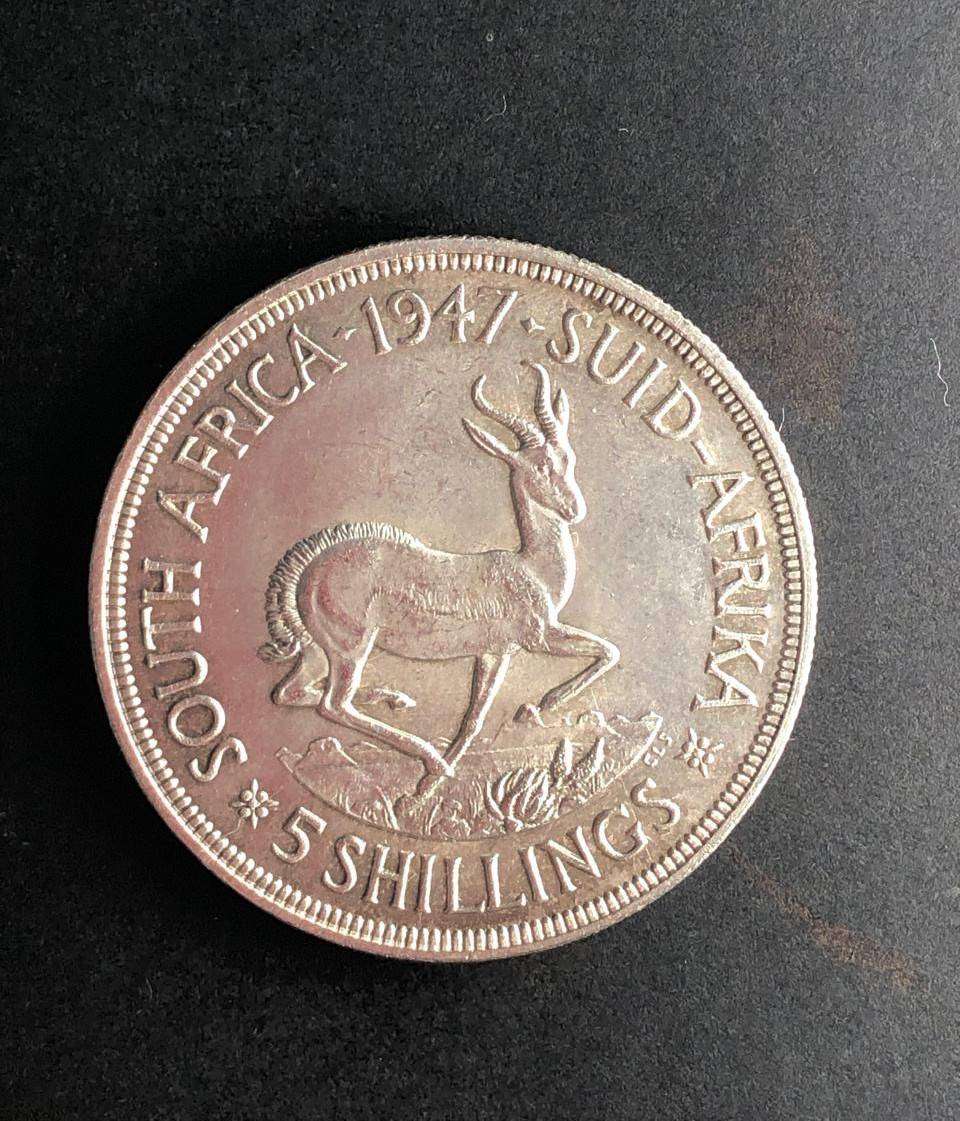 1947 SILVER SA Five Shilling (Crown)