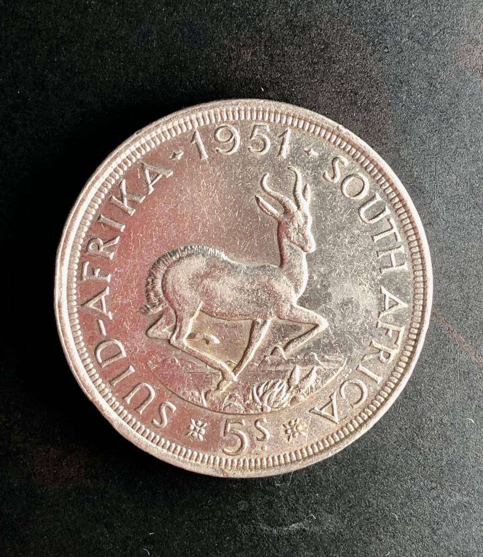 1951 SA Silver Five Shilling George VI