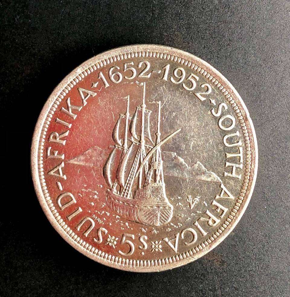1952 Silver Five shillings. 300th anniversary founding of Cape Town.