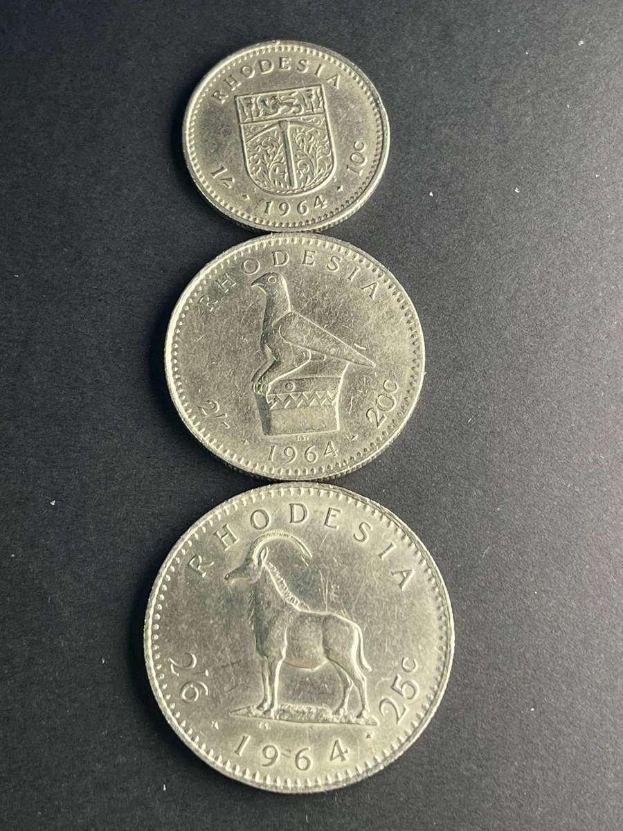 1954 Rhodesian, 10 cents, 20 cents, 25 cents coins