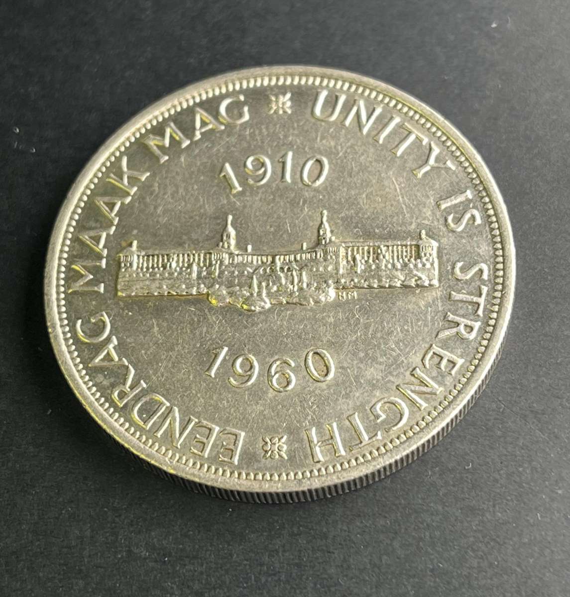50th Anniversary South Africa five shilling 1960 Silver .500