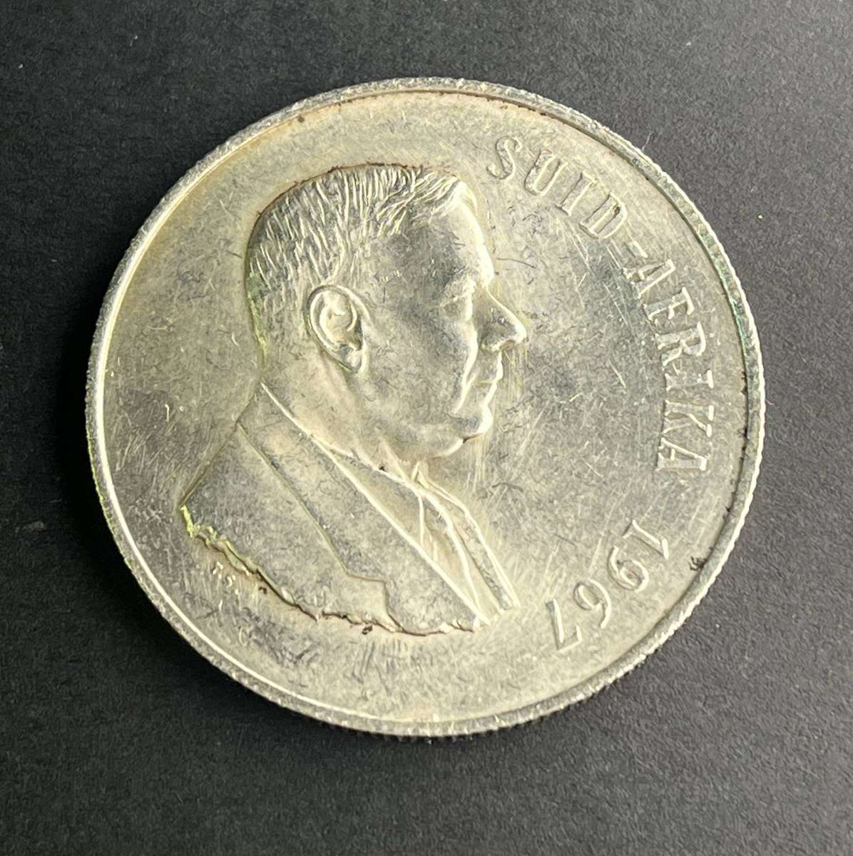 1967 One Rand  Silver H. Verwoerd Afrikaans legend