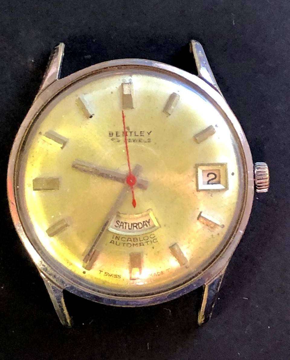 Vintage Bentley, day, date automatic watch (running)