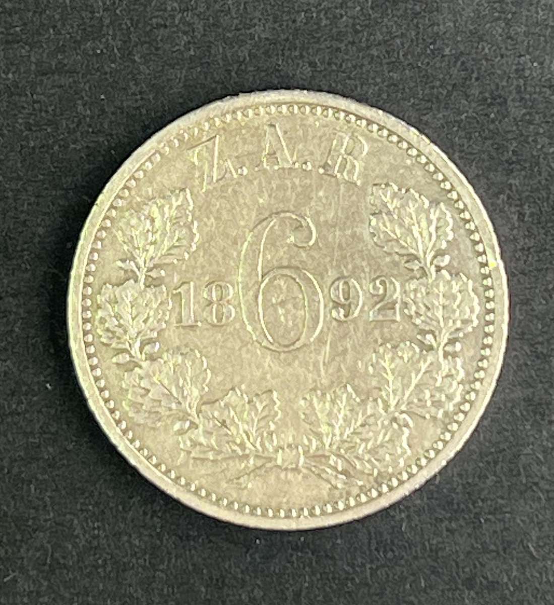 ZAR 1892 Silver 6 pence mintage 28 000