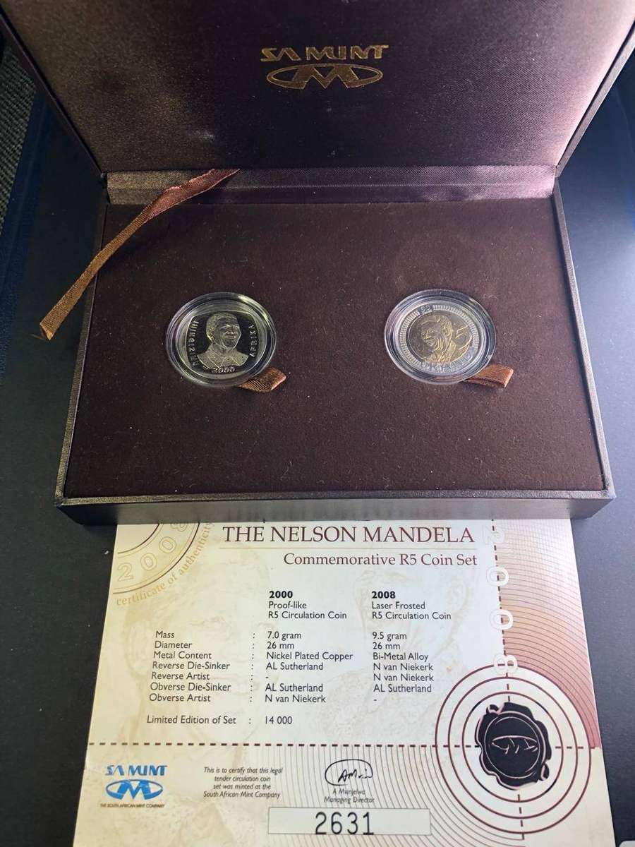 SA Mint Nelson Mandela Commemorative Set 2000 and 2008