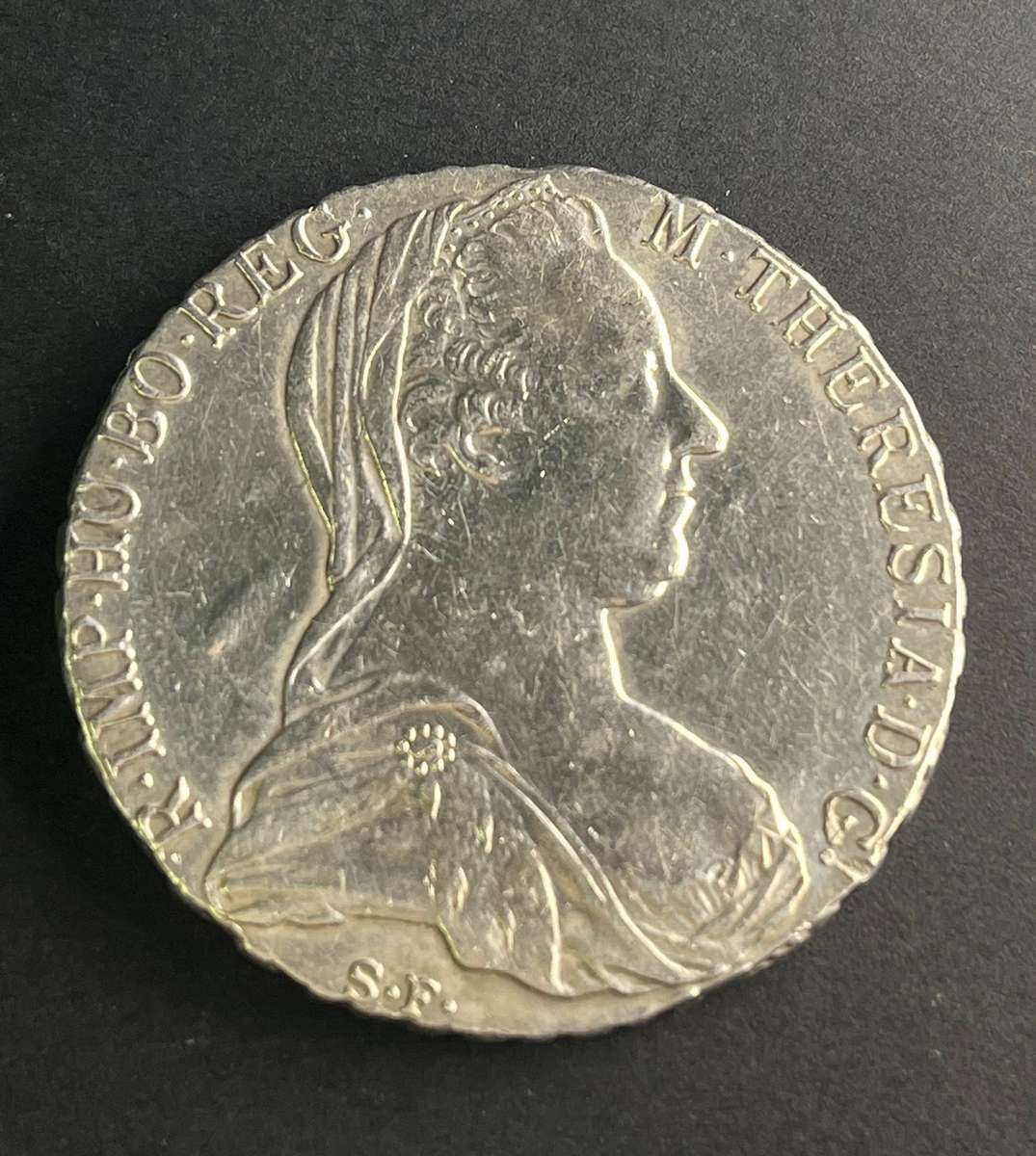 M. Theresia. D. G. 1780 silver AVST. DUX (ex mount)