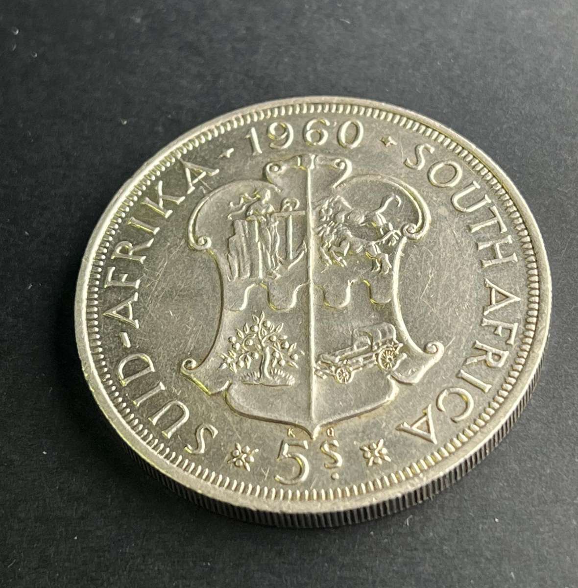 50th Anniversary South Africa five shilling 1960 Silver .500