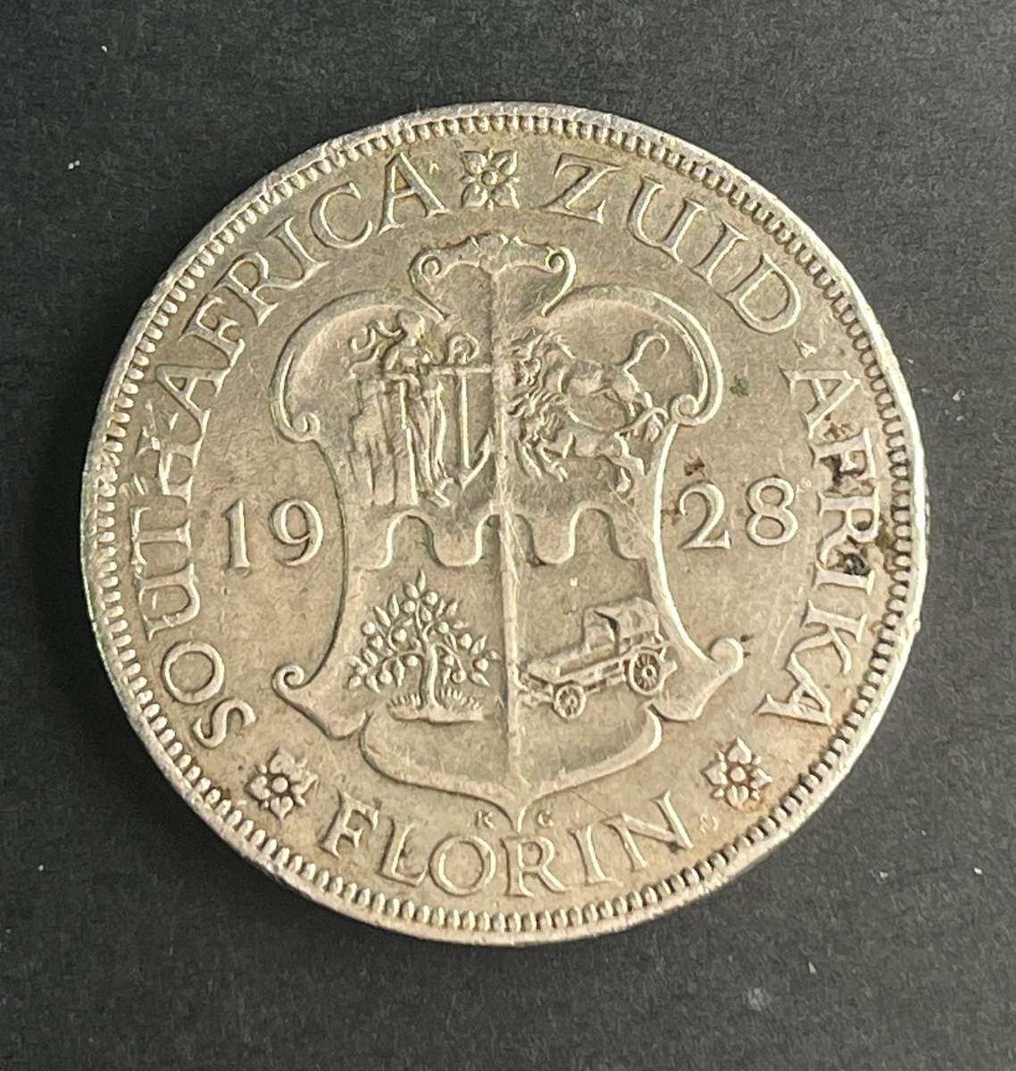 1928 South African Florin .800 silver 11.3 grams