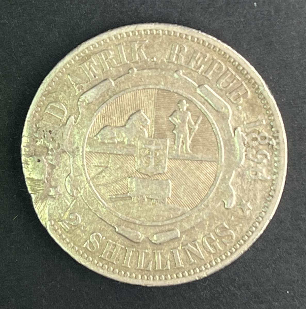 1896 ZAR two shillings silver