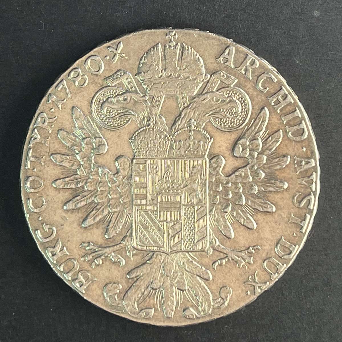 M. Theresa. D. G. 1780 silver AVST. DUX 27.9gm