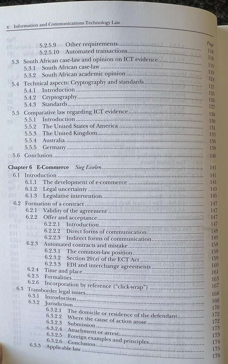 Information and Communications Technology Law by D van der Merwe, A Roos, T Pistorius and S Eiselen