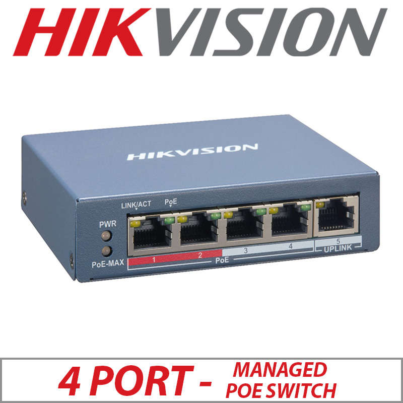 Hikvision 5-port Fast Ethernet Smart Managed Switch with 4-port PoE 1 Uplink port DS-3E1105P-EI