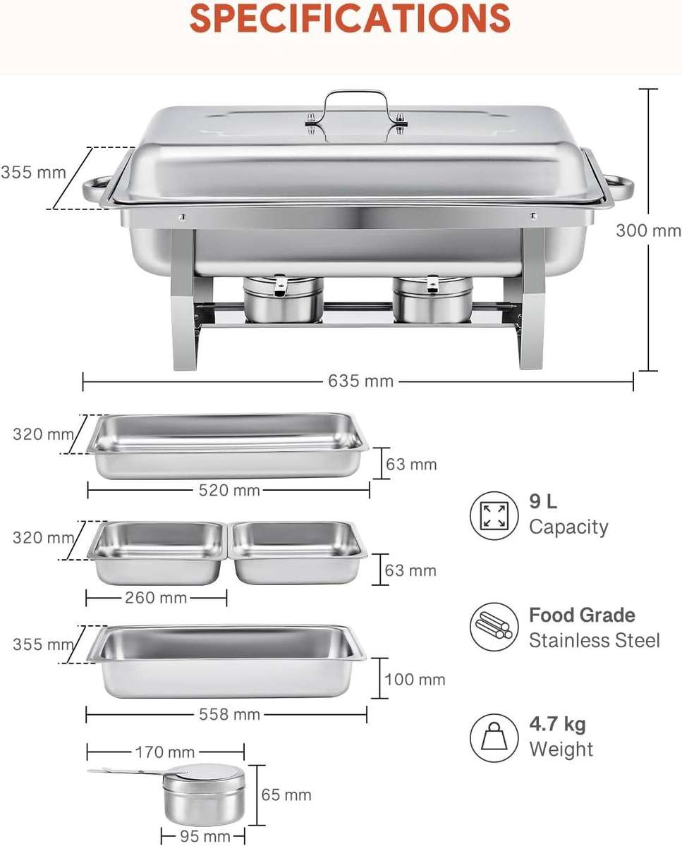Stainless Steel Food Warming Double Pan Chafing Dish (read the description)