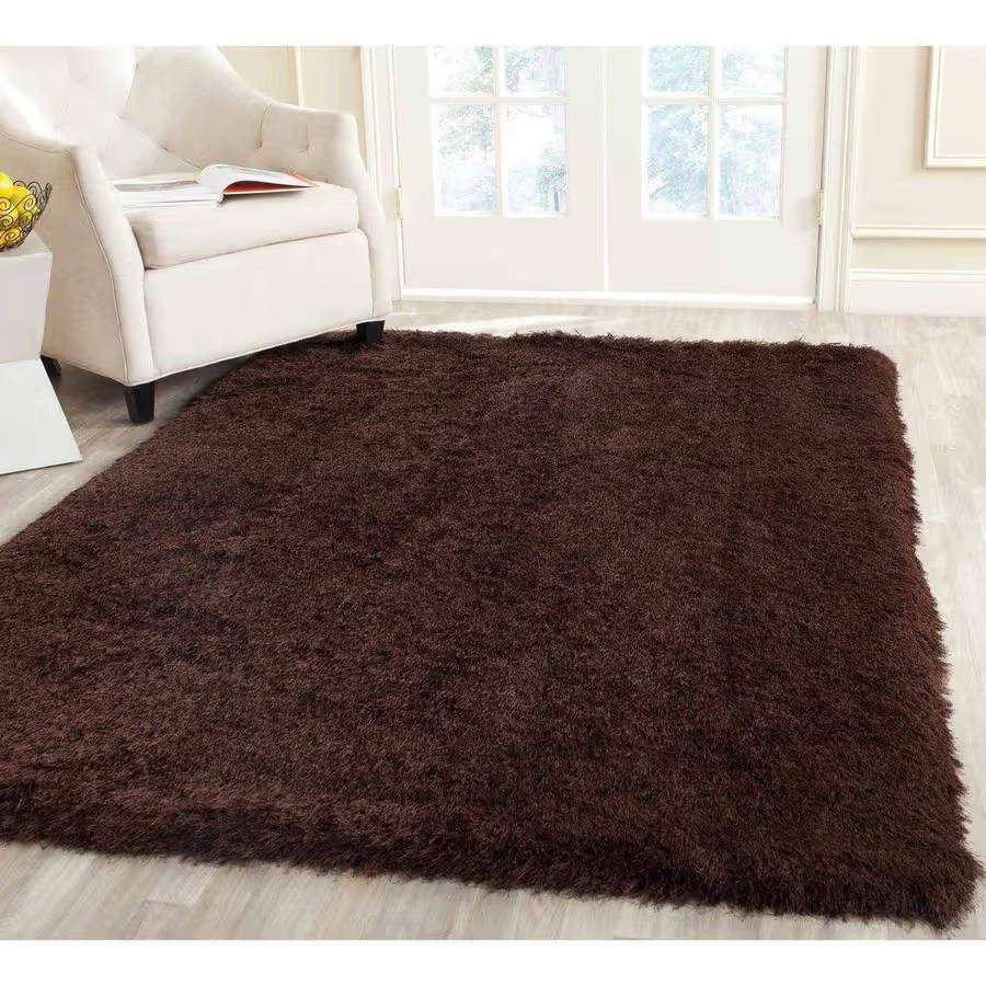 150 x 180cm   Fluffy Carpet - Shaggy & Foldable Rugs BROWN