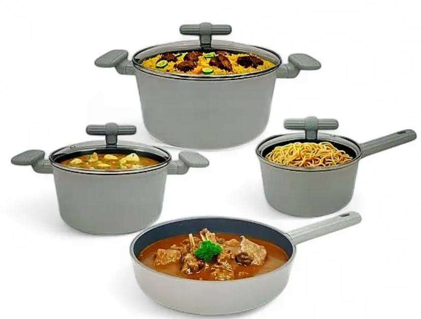 10 Piece Carved Aluminium Non-Stick Cookware Set