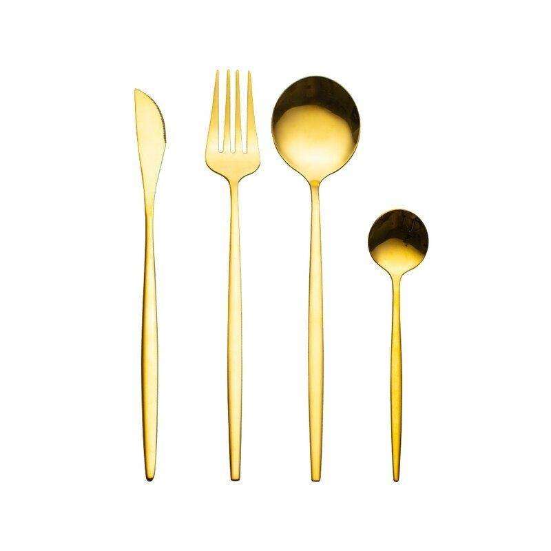 Branded 24 Piece Stainless Steel Flatware Set -GOLD
