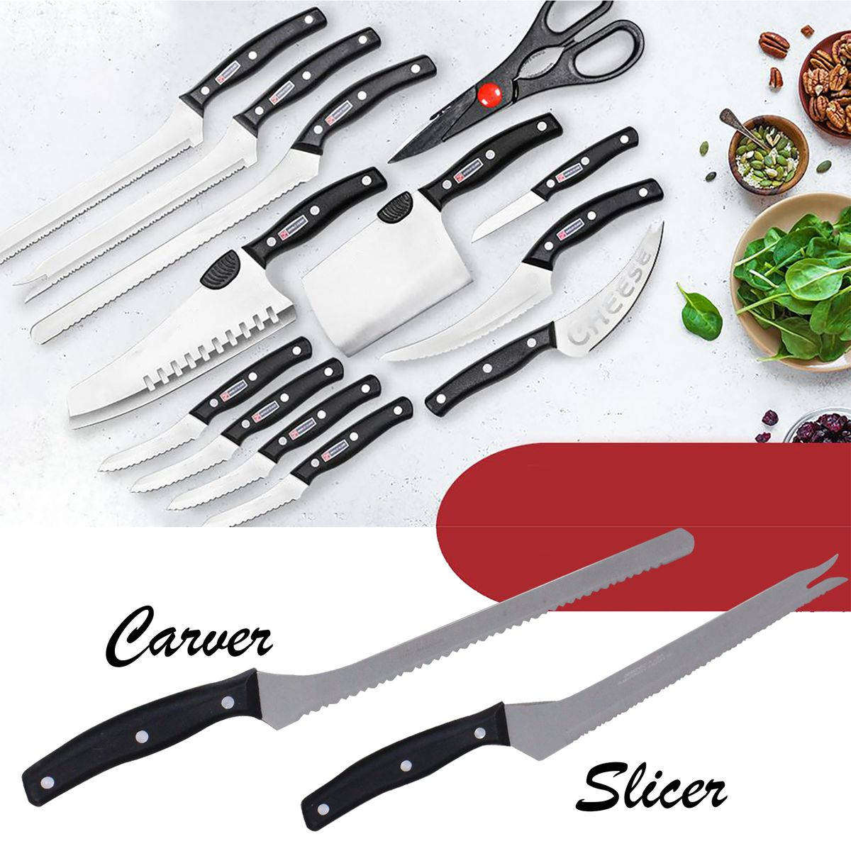Complete 13 Piece Flash Forged Sainless Steel Kitchen Knife Set