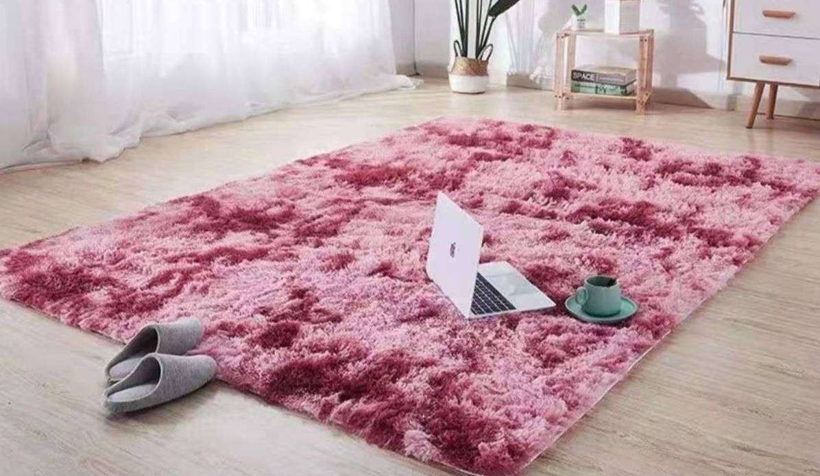 150 x 180cm   Fluffy Carpet - Shaggy & Foldable Rugs PINK
