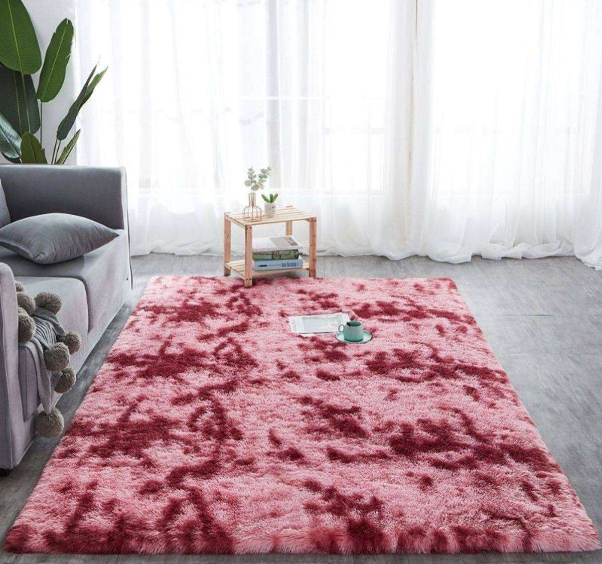 150 x 180cm   Fluffy Carpet - Shaggy & Foldable Rugs PINK