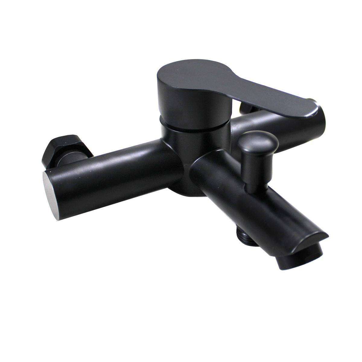Wall Mounted Barrel Bathtub Faucet & Handheld Shower Set - Black