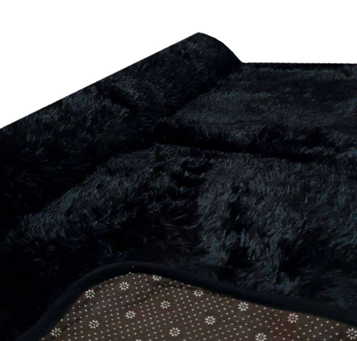 150 x 180cm   Fluffy Carpet - Shaggy & Foldable Rugs black