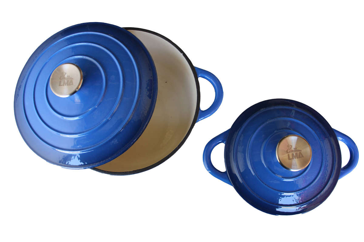 7 Piece Cast Iron Cookware Dish Set - Blue