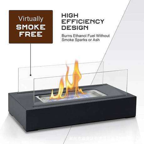 LMA Rectangular 36x18cm Tabletop Bio-Ethanol Fireplace with Glass Window