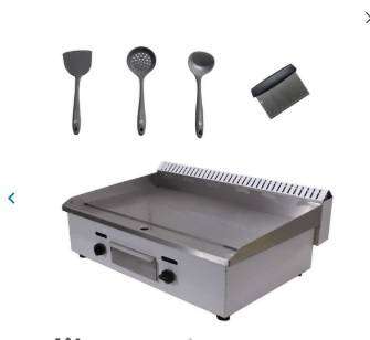 55cm Flat - Top Gas Griddle with Skimmer Spatula Basting Ladle & Scrapper ( please read Description)