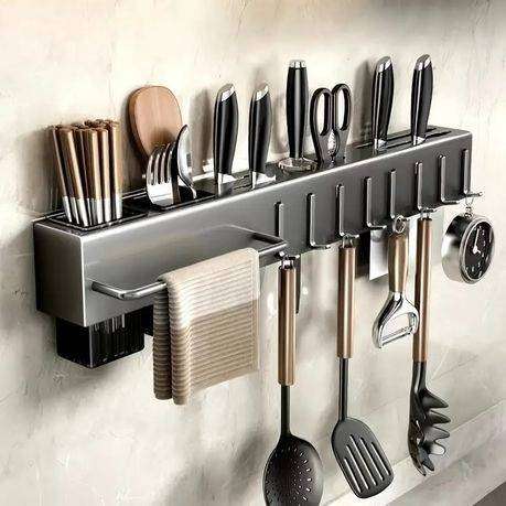 No-Drill Hanging Kitchen Utensil Organiser & Drying Rack with Hooks