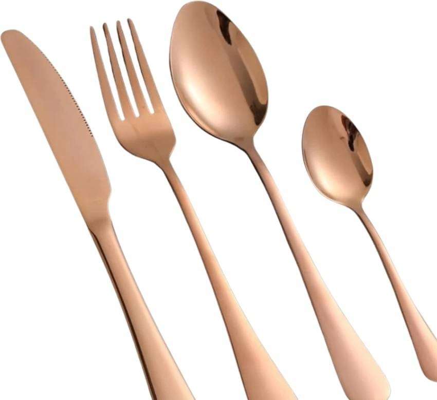 24 Piece Cutlery Set & Storage Case - Polished Finish - Rose Gold