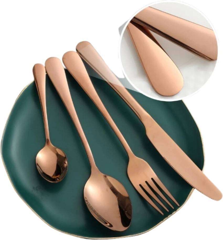 24 Piece Cutlery Set & Storage Case - Polished Finish - Rose Gold