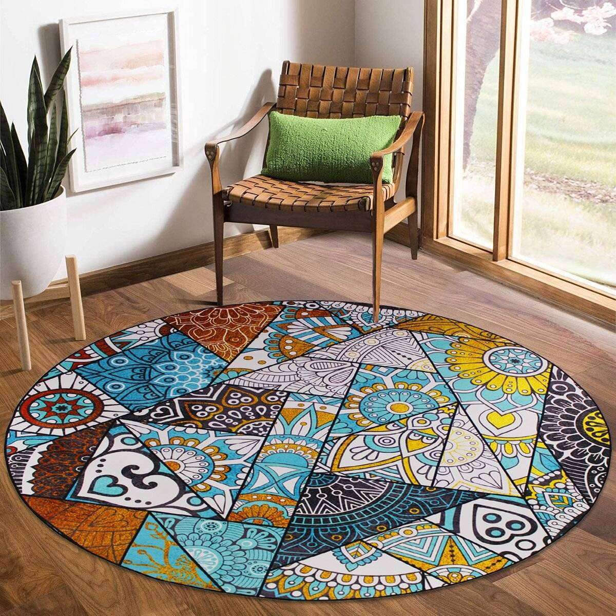 160cm Round LMA Branded 3D Printed Area Rug Lightweight - R27