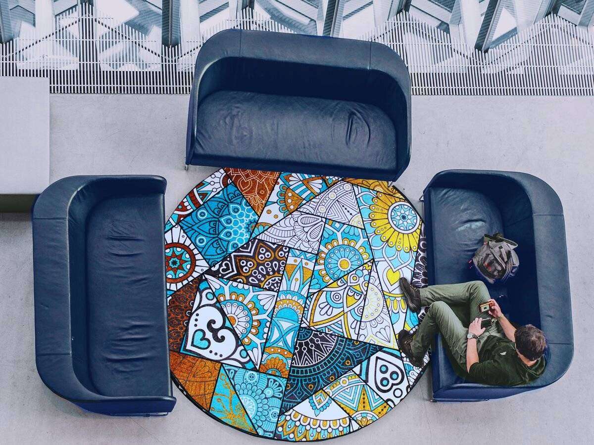 160cm Round LMA Branded 3D Printed Area Rug Lightweight - R27