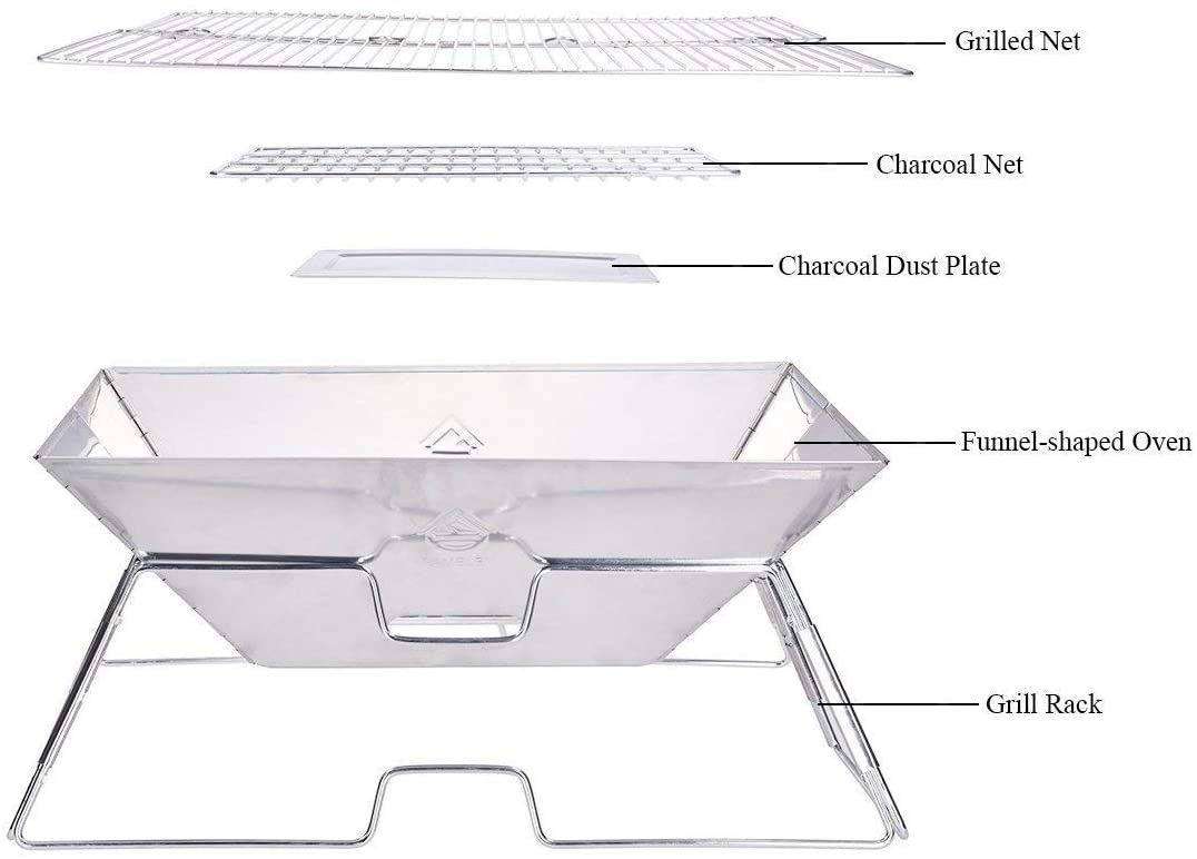 Braai Master Folding Stainless Steel BBQ Stand & Carry Bag - 32x31x21cm