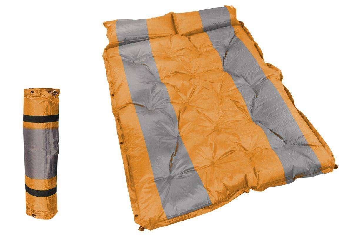 184x120cm Inflatable  Double Camping Mattress with Headrests - Orange