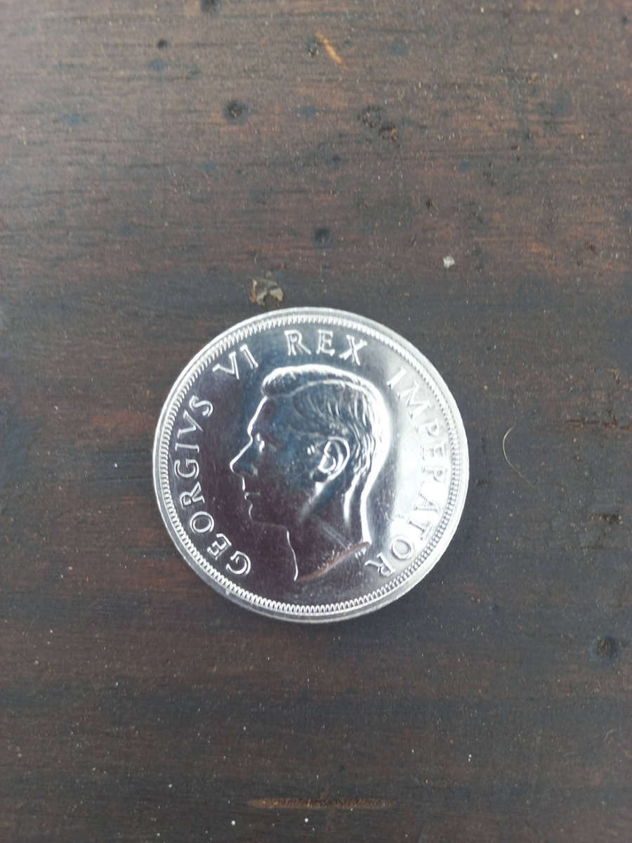 1947 south africa 5 shilling 80% silver