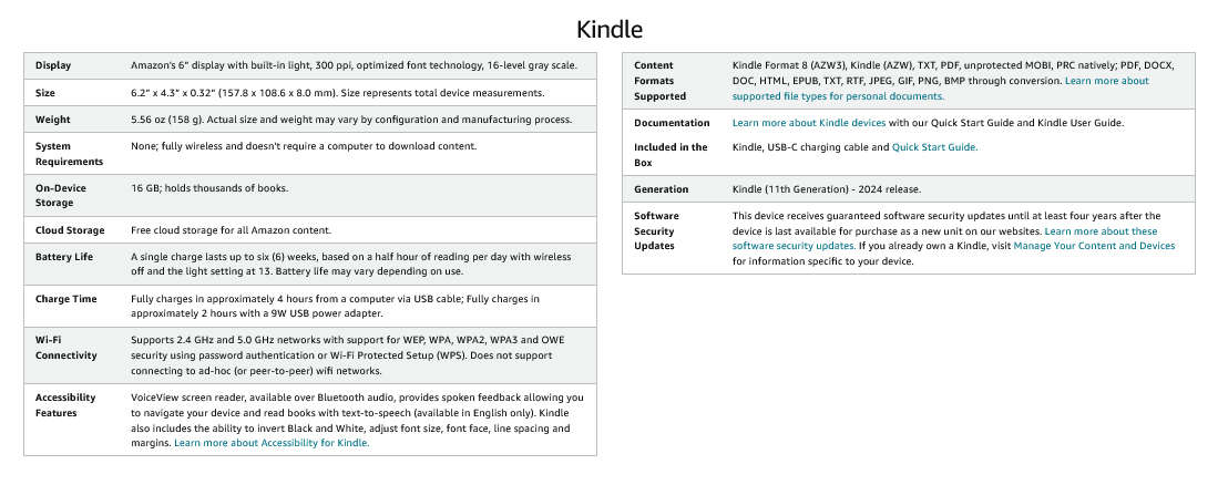 Amazon Kindle 2024 Bundle (Kindle 6" Gen 11 + Smart Cover) -NO ADS-