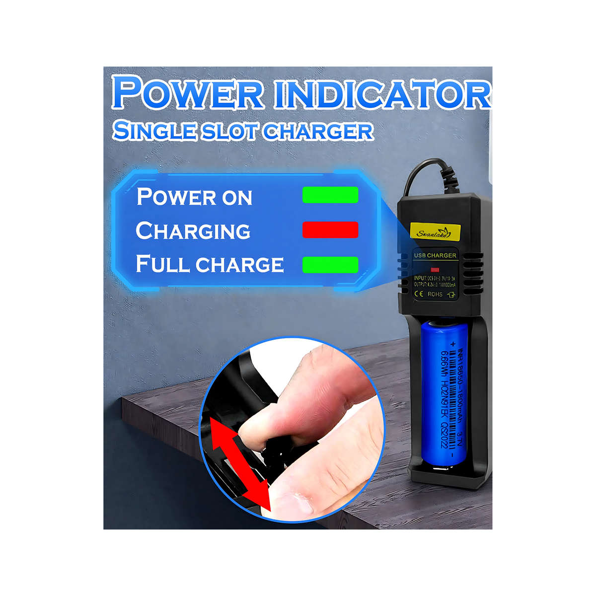 Battery Charger With LED Screen 1 Slot Lithium Output 4.2V 1200mA