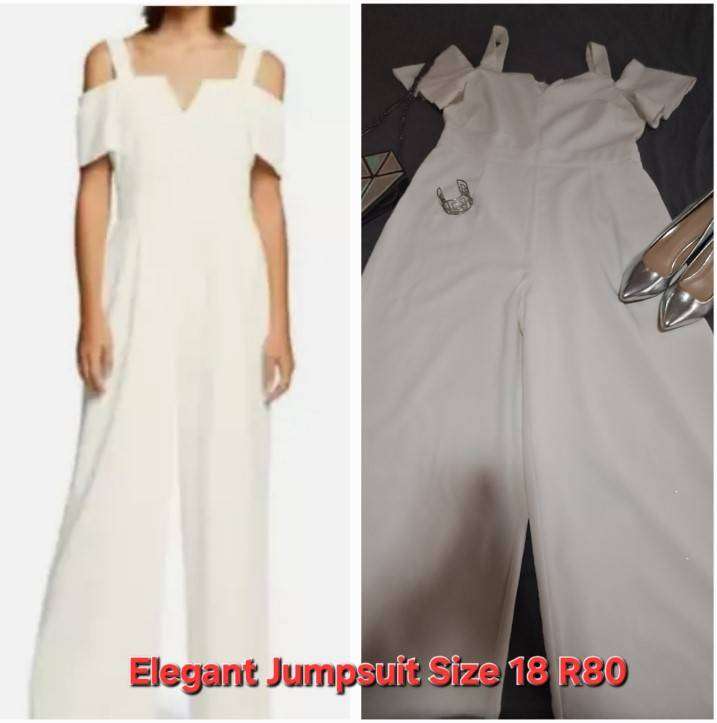 Elegant White - Cold Shoulder - Jumpsuit - Size 18 -  Like New