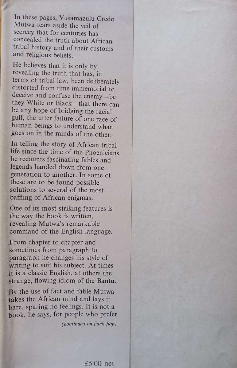 Indaba my Children  - African Tribal History, legends, customs and religious beliefs by Credo Mutwa