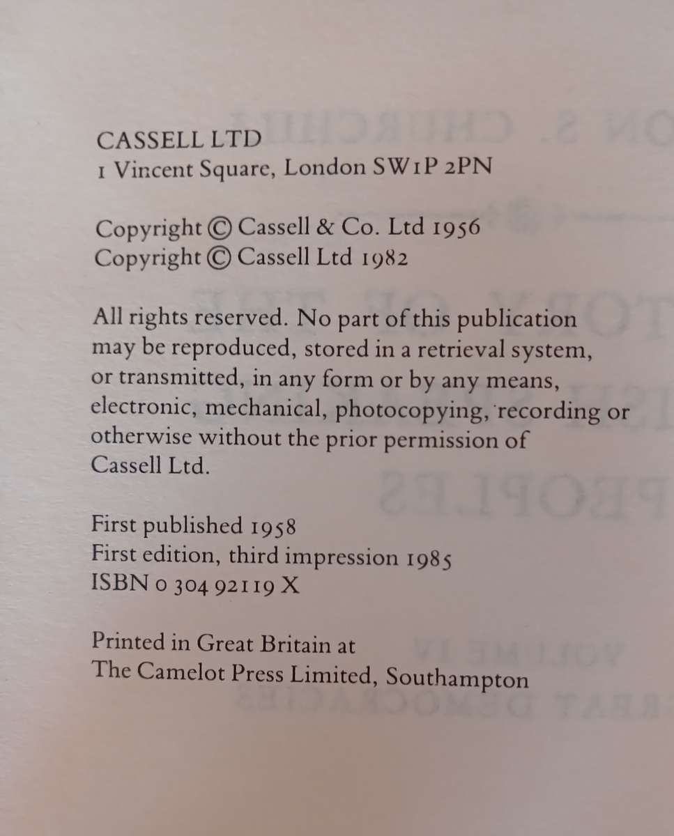 A History of the English-Speaking Peoples (Complete set of 4 Volumes) by Winston S. Churchill