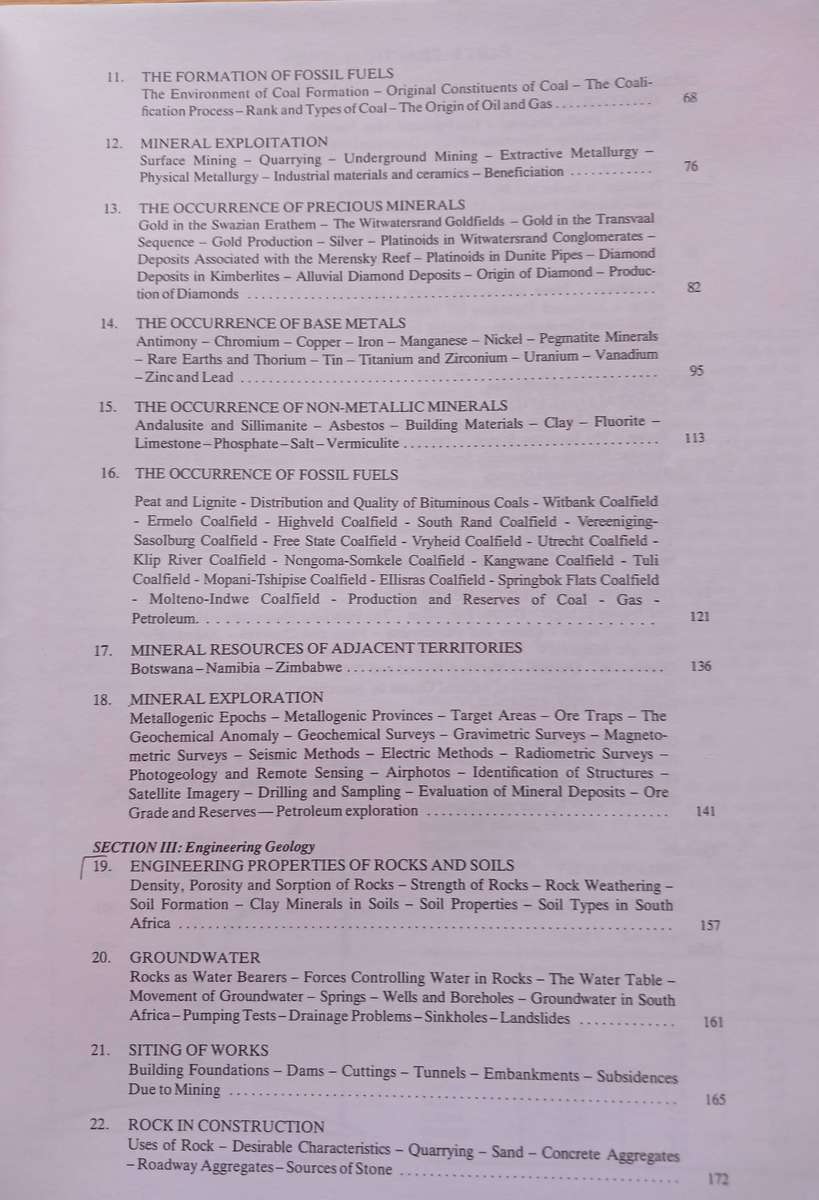 South African Geology for Mining, Metallurgical, Hydrological and Civil Engineering