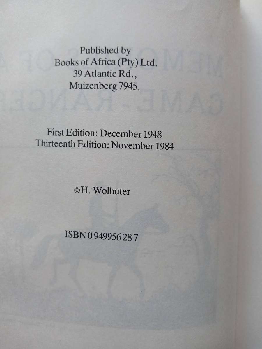 Memories of a Game Ranger by Harry Wolhuter