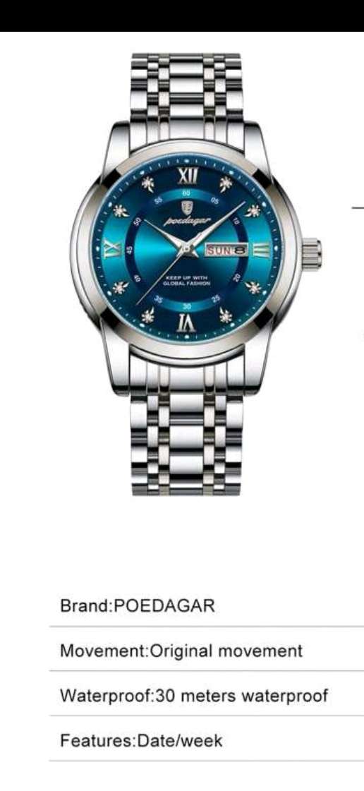 Wow amazing luxurious Men's POEDAGAR waterproof watch
