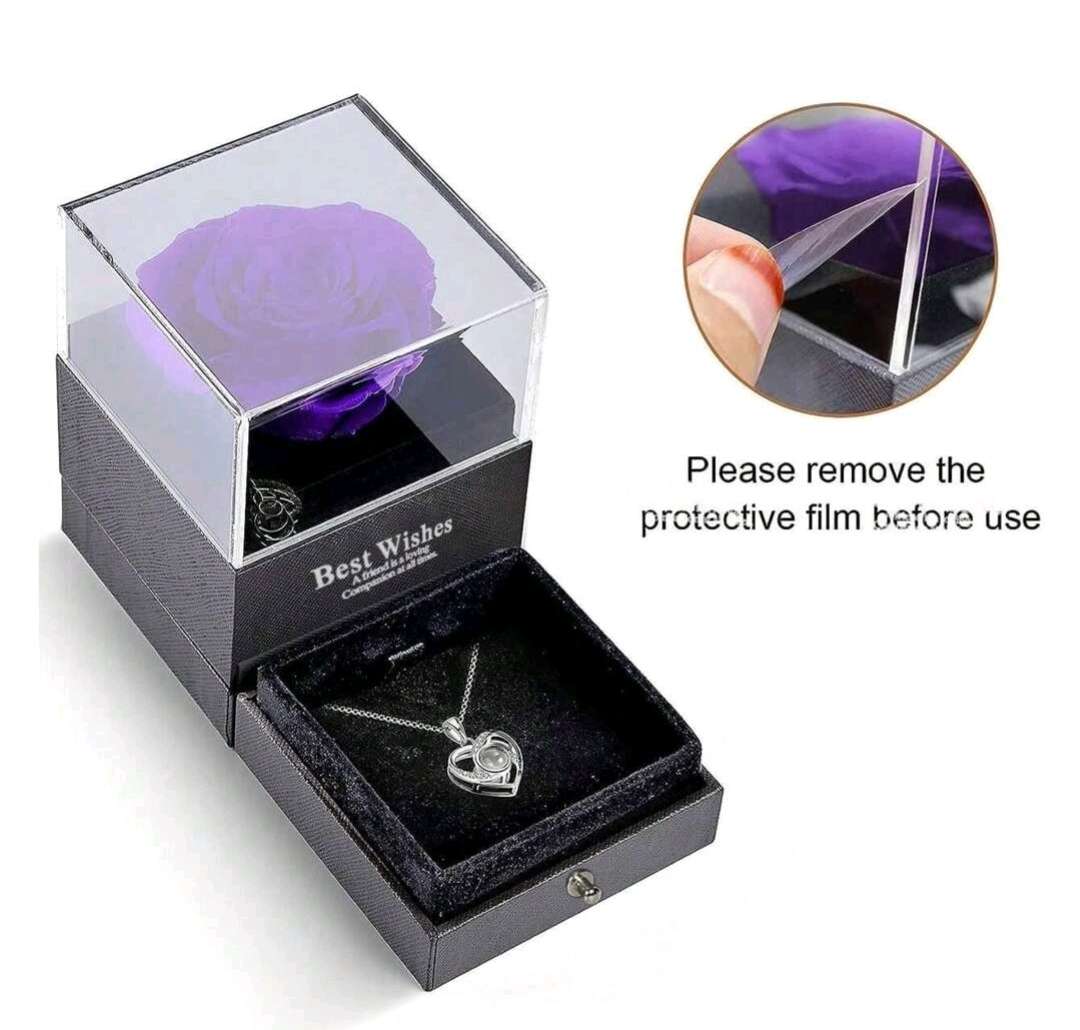 Wow amazing amazing luxurious rose flower gift set wit I love u necklace in 100 Languages.